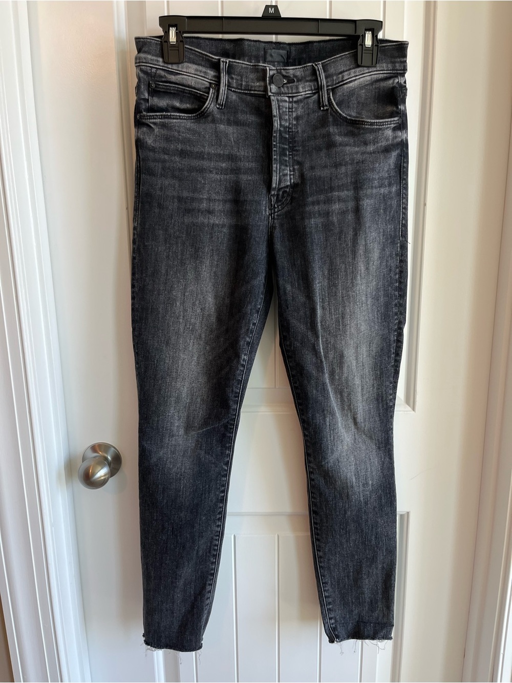 MOTHER Black Washed Skinny Jeans